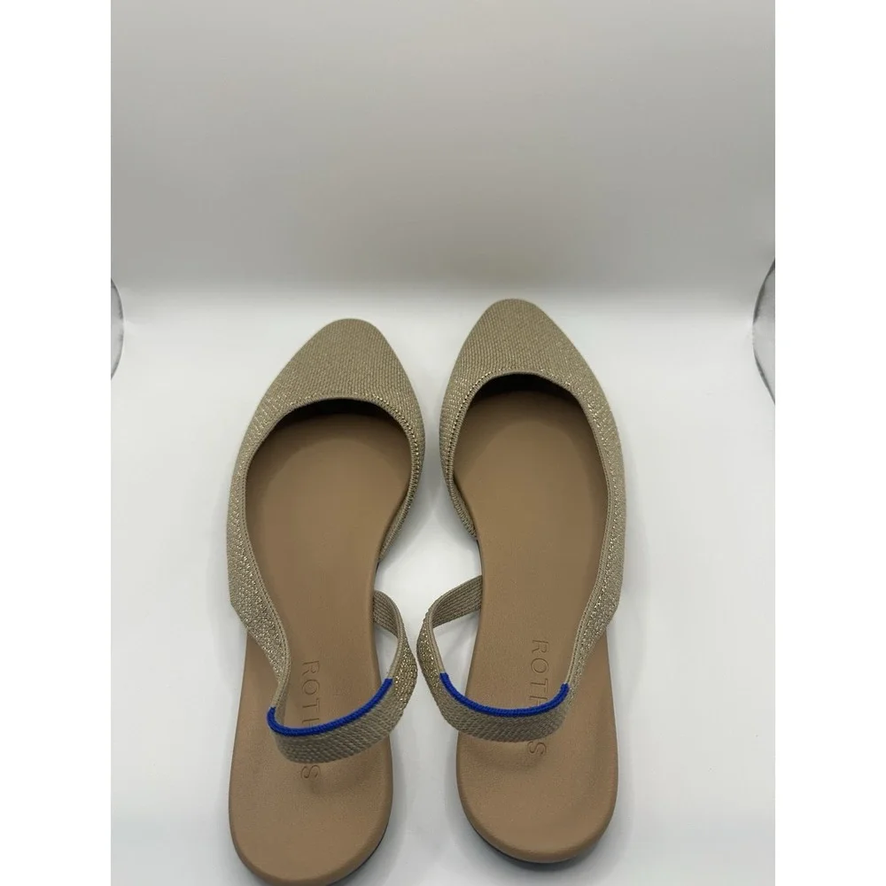 Rothy's The Almond Slingback Metallic Prosecco Women's Flats Shoes 11 - Picture 4 of 8